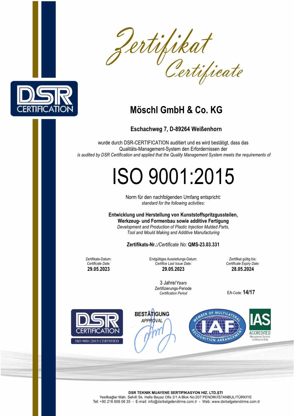 ISO 9001:2015 Zertifikat